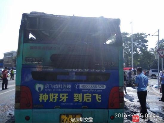 深圳公交車起火1名女乘客死亡 初步判斷為縱火
